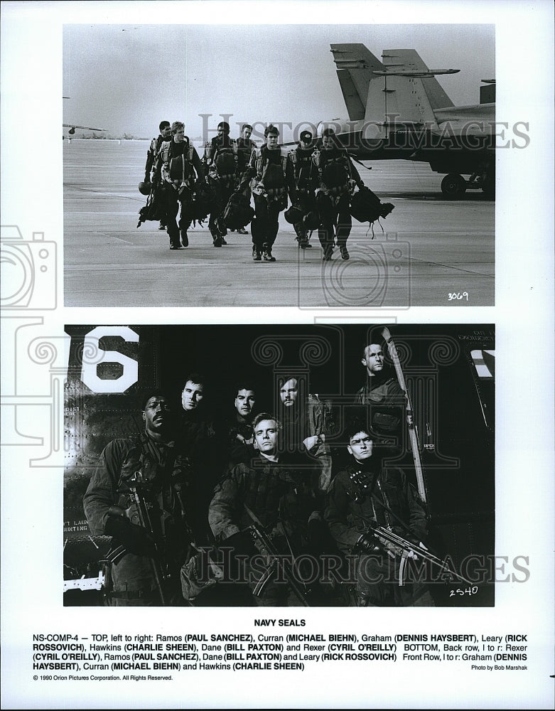 1990 Press Photo Charlie Sheen, Michael Biehn, Bill Paxton &quot;Navy Seals&quot;- Historic Images