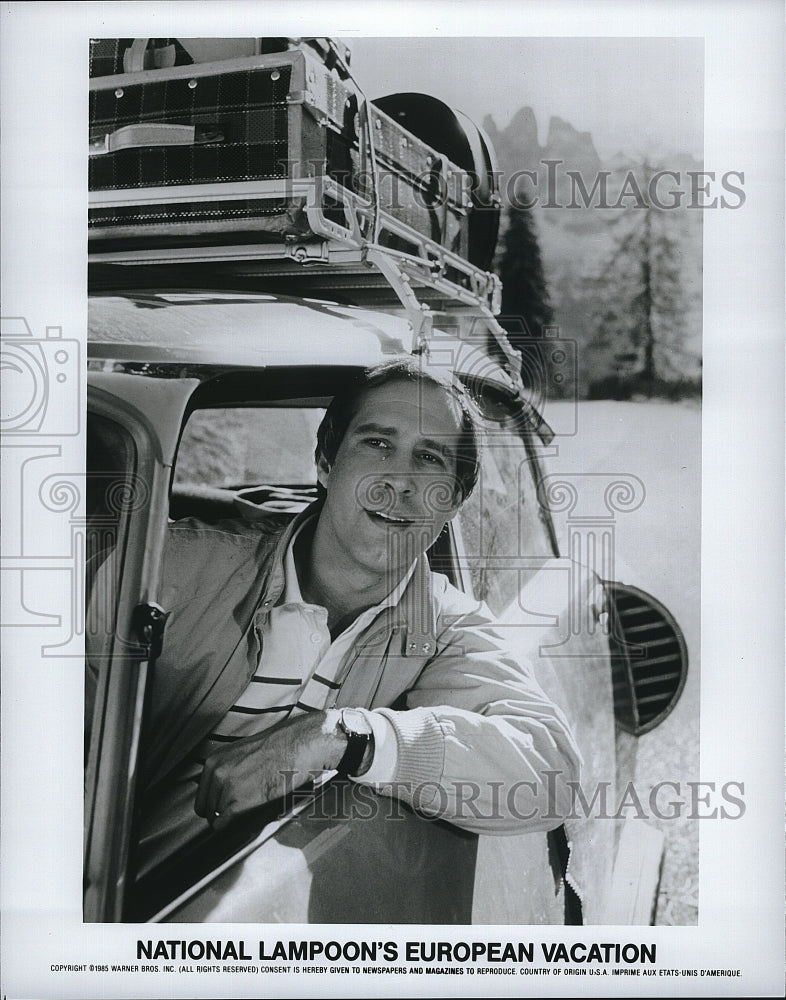 1985 Press Photo Chevy Chase in &quot;National Lampoon&#39;s European Vacation&quot;.- Historic Images