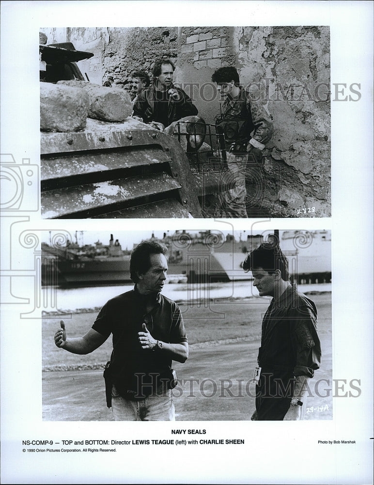 1990 Press Photo Actor Charlie Sheen &amp; Michael Biehn in &quot;Navy Seals&quot;- Historic Images