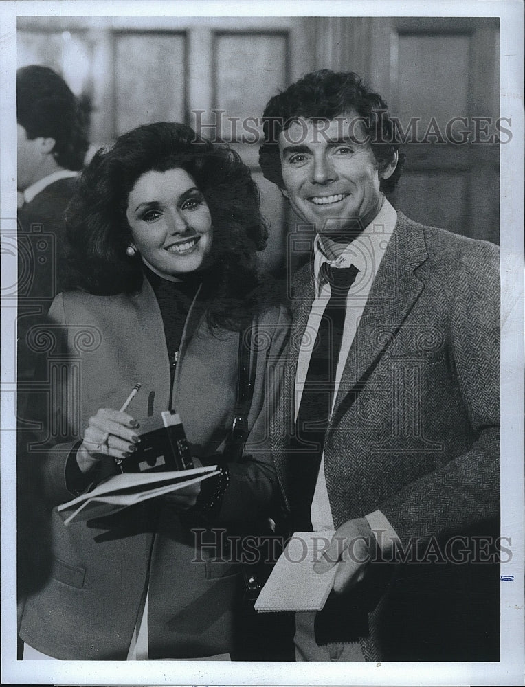 1984 Press Photo Actress Morgan Brittany &amp; David Briney in &quot;Glitter&quot;- Historic Images