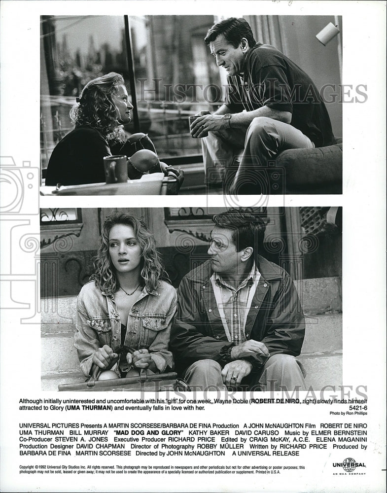 1993 Press Photo Uma Thurman Robert Deniro Mad Dog and Glory - Historic Images