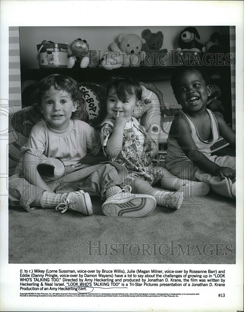 1990 Press Photo Baby Mikey, Julie and Eddie in &quot;Look Who&#39;s Talking Too&quot;.- Historic Images