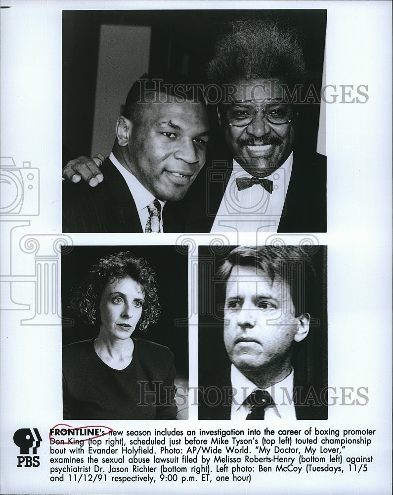 1991 Press Photo Frontline Series Don King Mike Tyson Jason Richter Ben McCoy- Historic Images