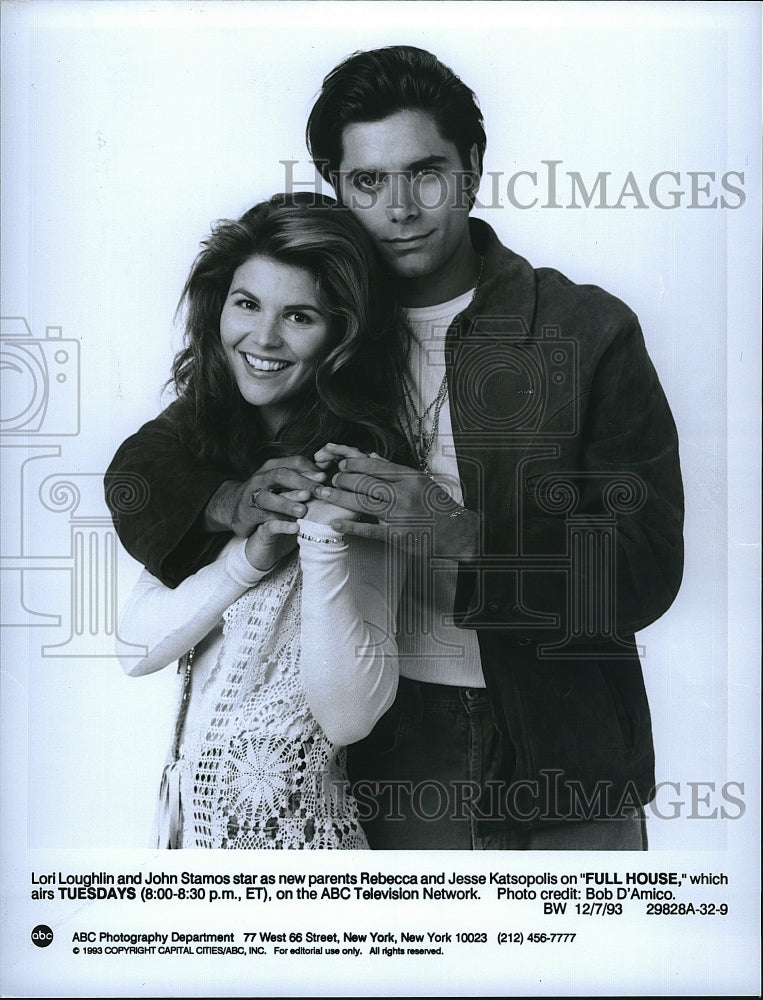 1993 Press Photo Lori Loughlin, John Stamos, &quot;Full House&quot;- Historic Images