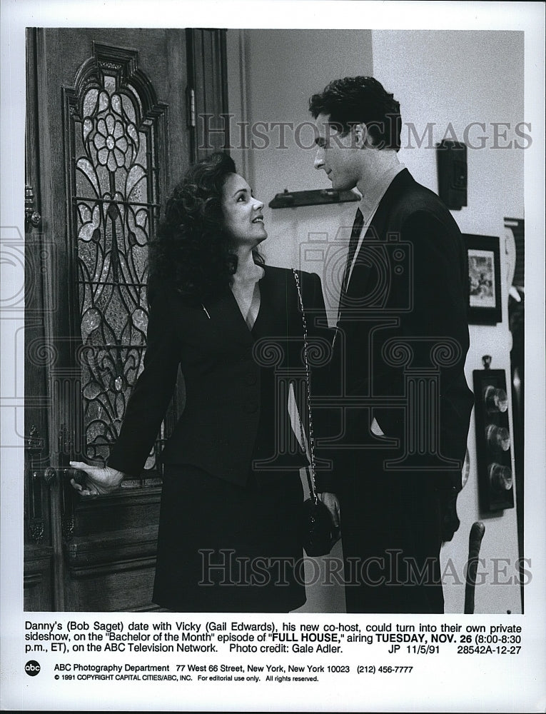 1991 Press Photo Bob Saget, Gail Edwards, &quot;Full House&quot;- Historic Images