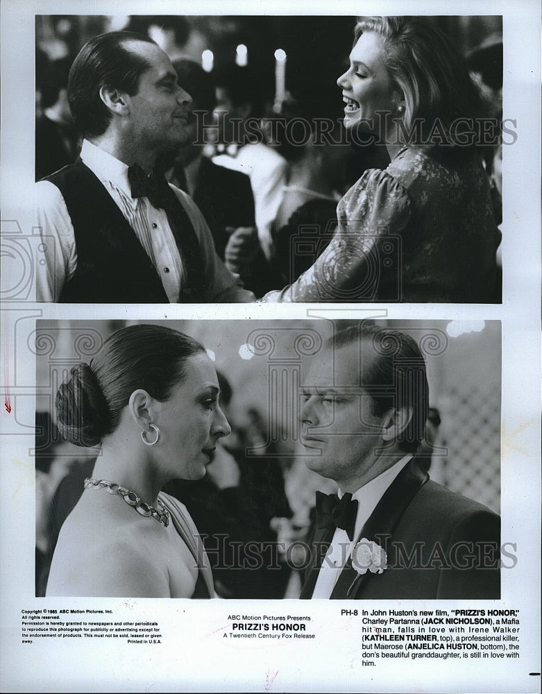 1985 Press Photo Prizzi&#39;s Honor Jack Nicholson Kathleen Turner Anjelica Huston- Historic Images