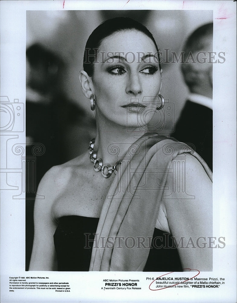 1985 Press Photo &quot;Prizzi&#39;s Honor&quot; starring Anjelica Huston- Historic Images