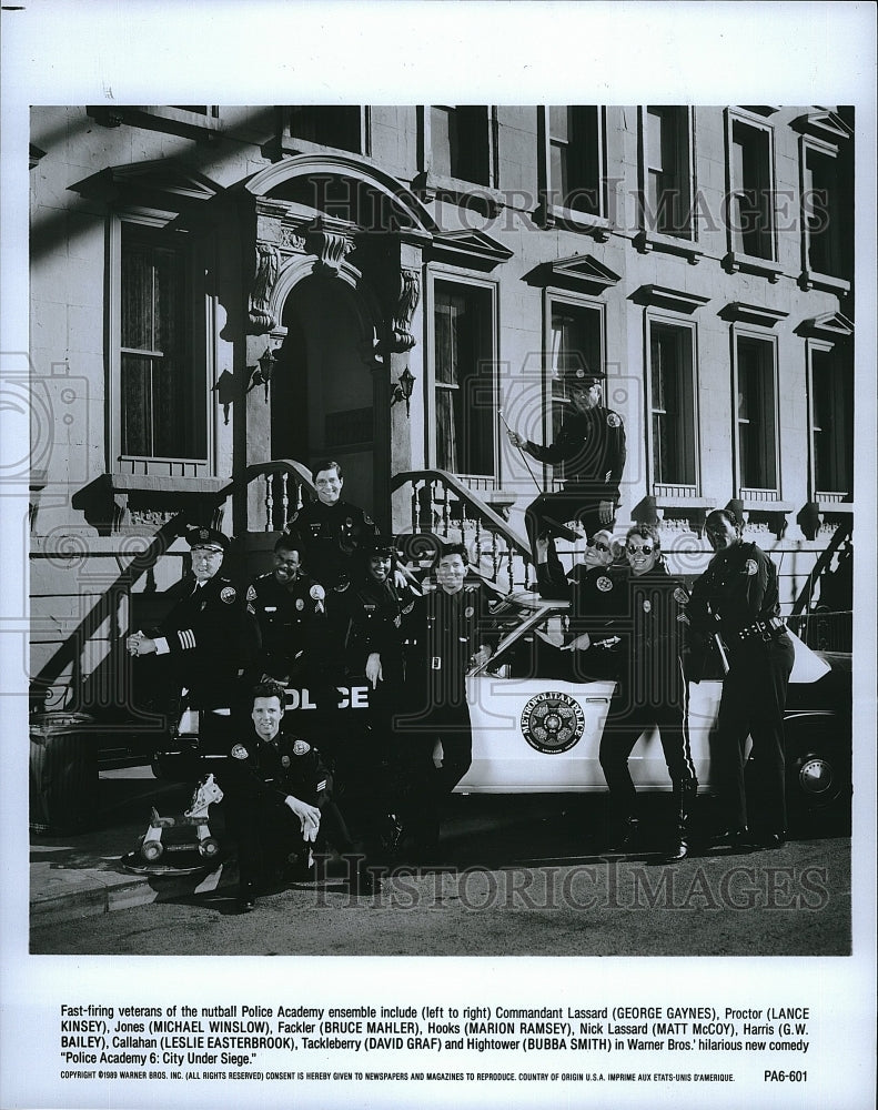 1989 Press Photo George Gaynes Lance Kinsey Michael Winslow Police Academy 6:- Historic Images