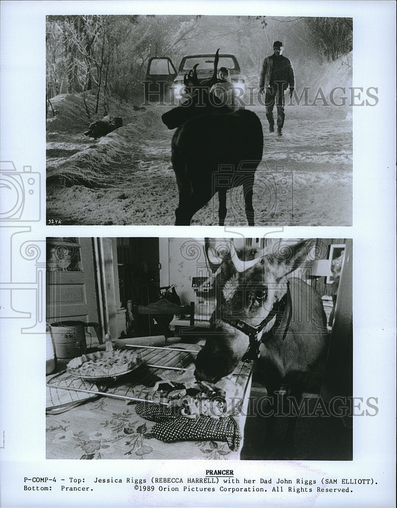 1989 Press Photo Rebecca Harrell and Sam Elliott in "Prancer"- Historic Images