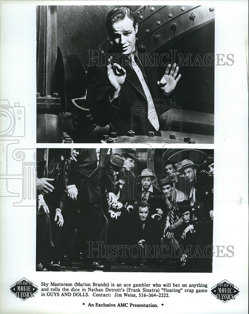 1955 Press Photo &quot;Guys and Dolls&quot; Marlon Brando, Frank Sinatra- Historic Images