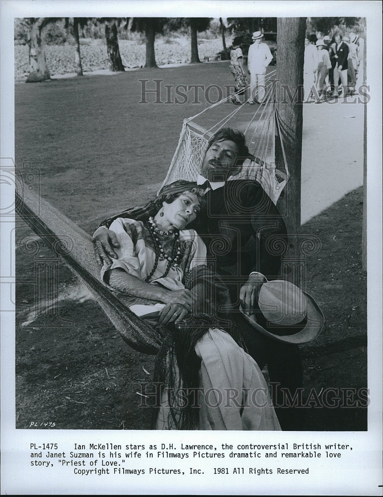 1981 Press Photo Ian McKellen &amp; Janet Suzman in &quot;Priest of Love&quot;- Historic Images