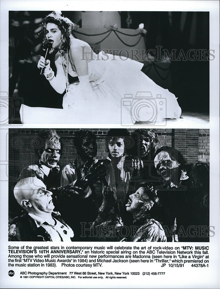 1991 Press Photo MTV: Music Televisions 10th Anniversary Madonna Michael Jackson- Historic Images