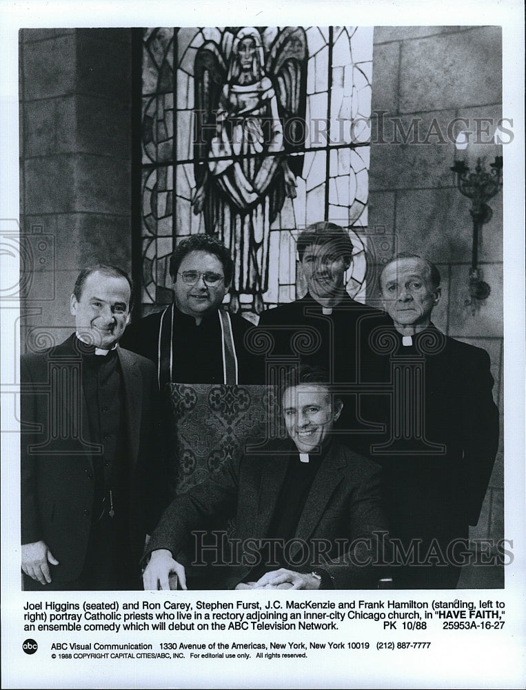 1988 Press Photo Joel Higgins Ron CArey Stephen Furst Have Faith TV Show- Historic Images