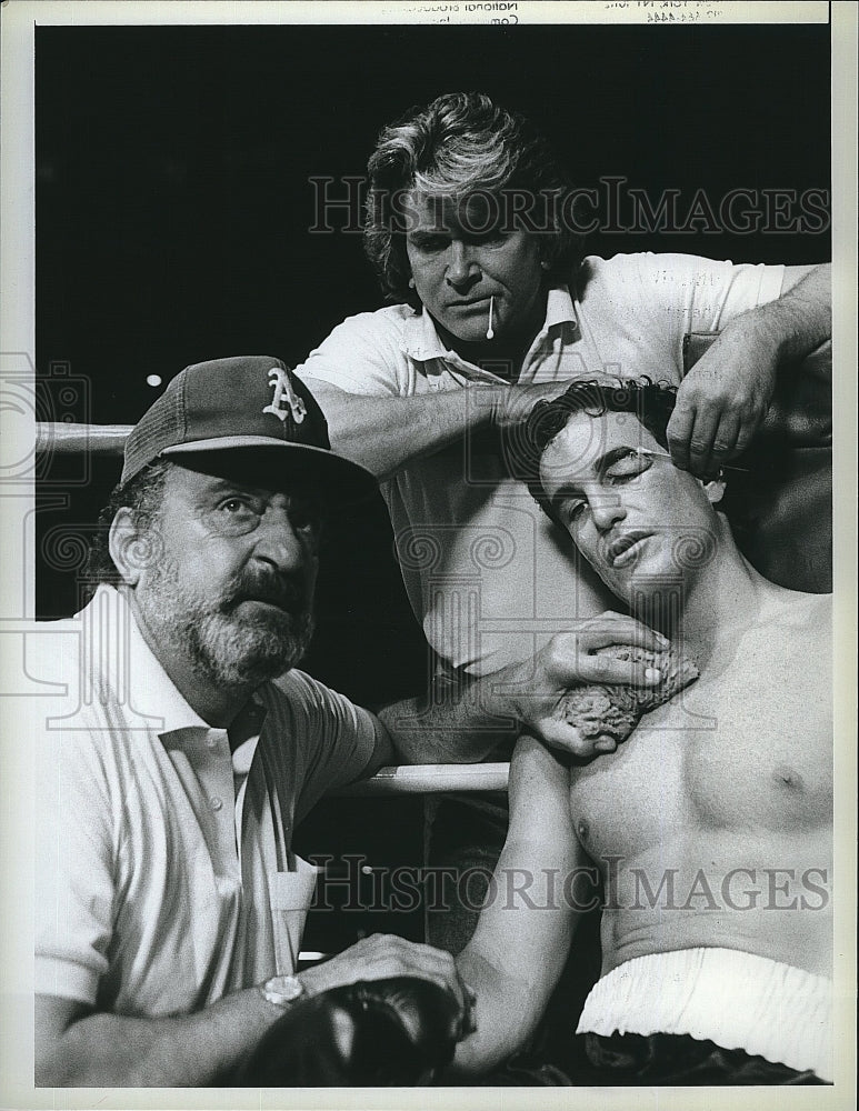 1987 Press Photo Michael Landon,Michael Share,Victor French in Highway to Heaven- Historic Images