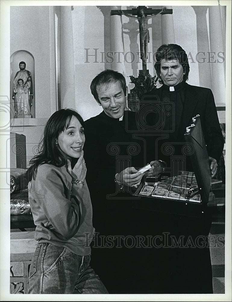 1987 Press Photo Michael Landon, John Pleshette,Didi Conn in Highway to Heaven.- Historic Images