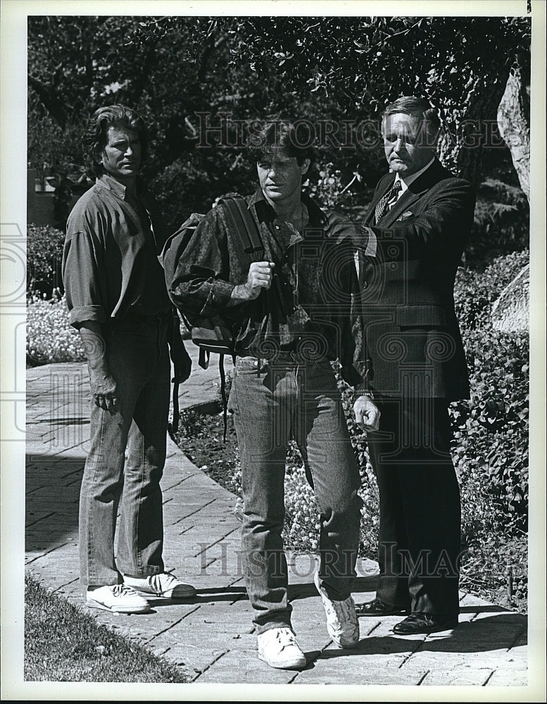 1987 Press Photo Michael Landon and Joe Dorsey in &quot;Highway to Heaven&quot;- Historic Images