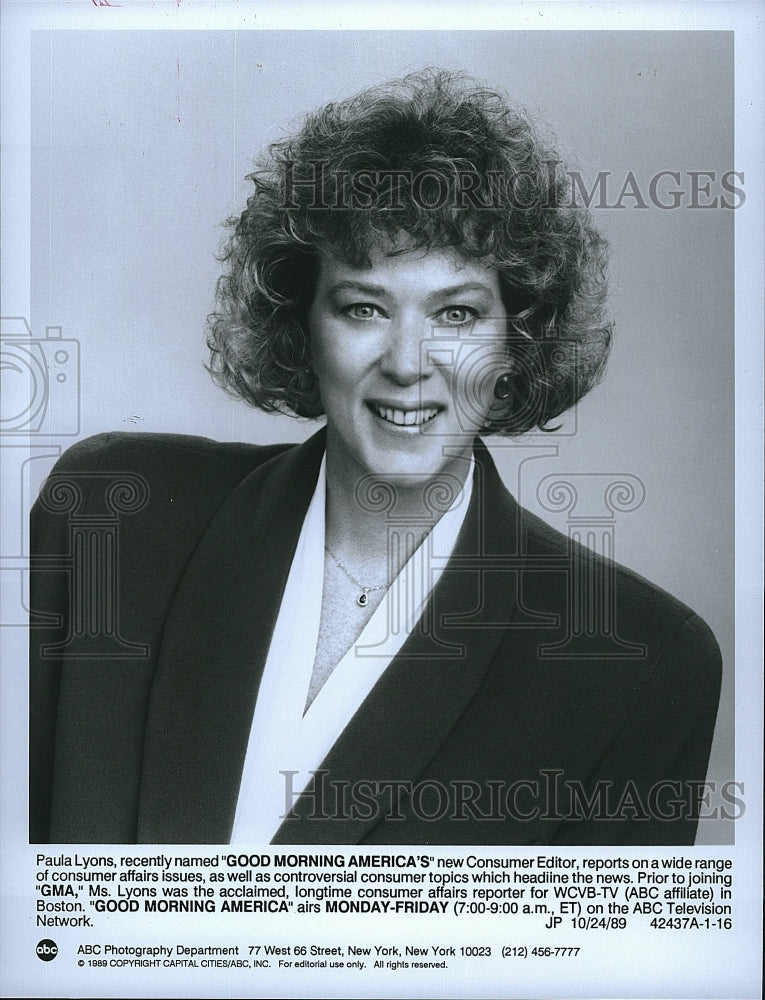 1989 Press Photo  &quot;Good Morning America&quot; Paula Lyons, consumer editor- Historic Images