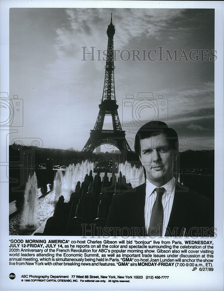 1989 Press Photo  &quot;Good Morning America&quot; Charles Gibson, in Paris- Historic Images