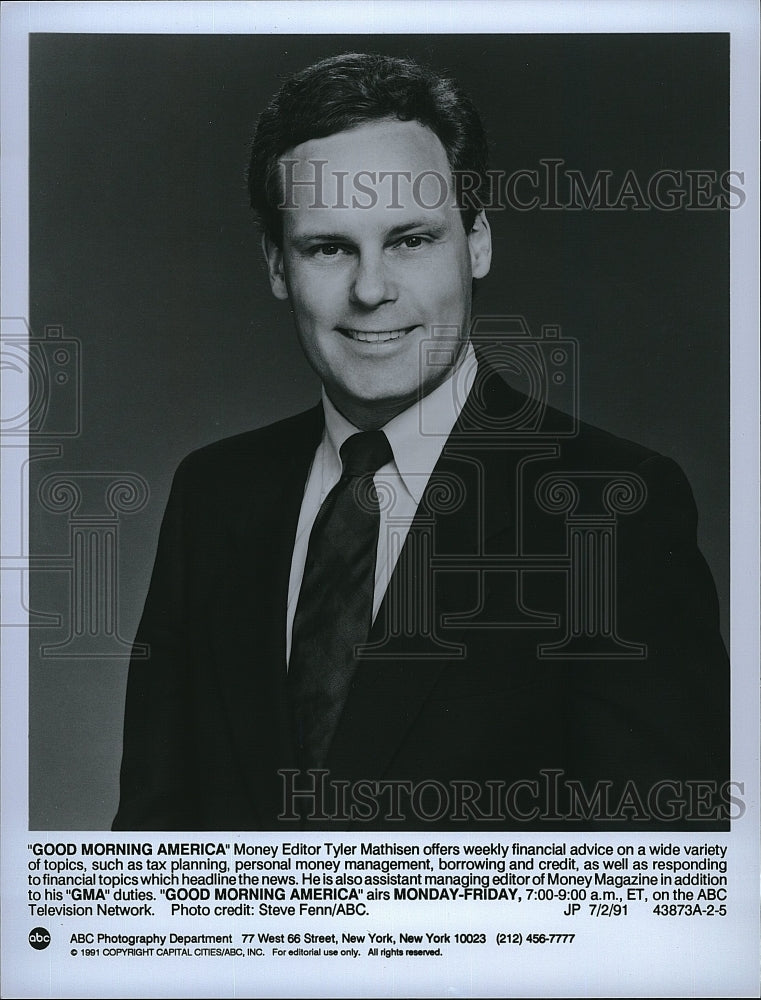 1991 Press Photo Tyler Mathisen of "Good Morning America"- Historic Images