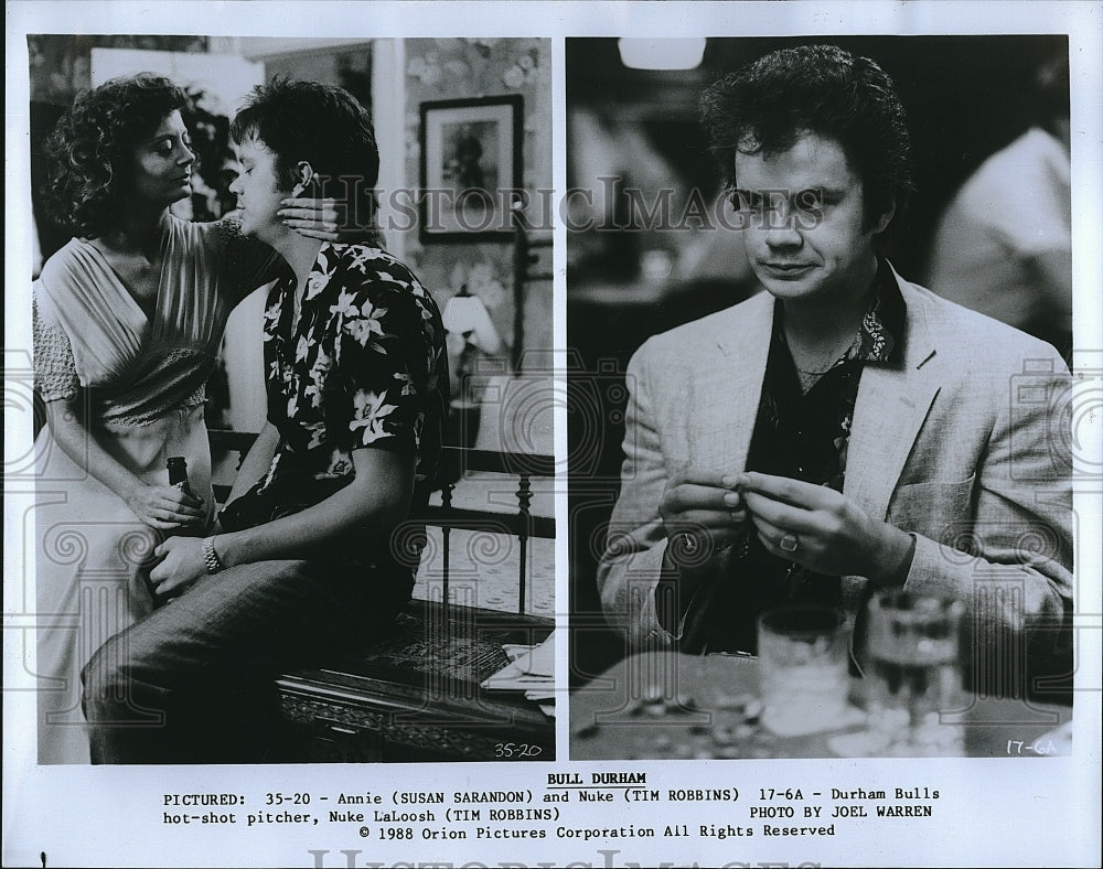 1988 Press Photo Actress Susan Sarandon, Actor Tim Robbins, Bull Durham- Historic Images