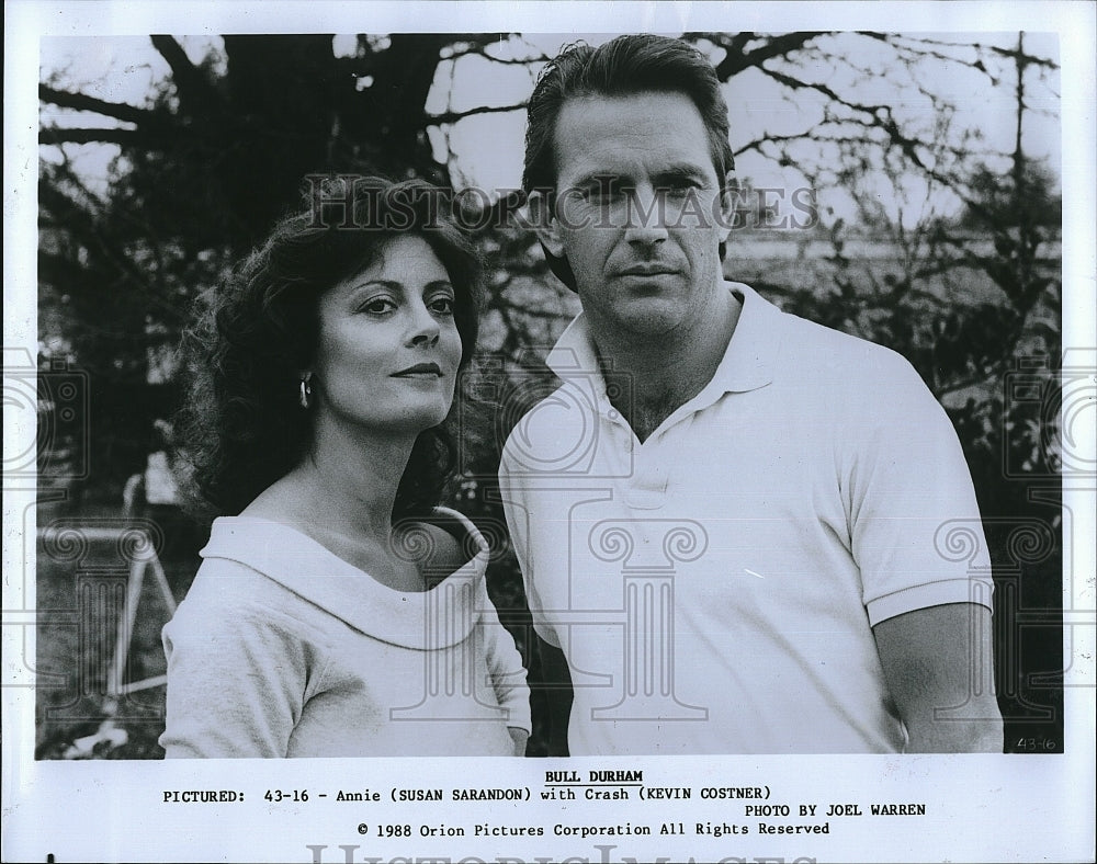 1988 Press Photo Susan Sarandon, Kevin Costner &quot;Bull Durham&quot;- Historic Images