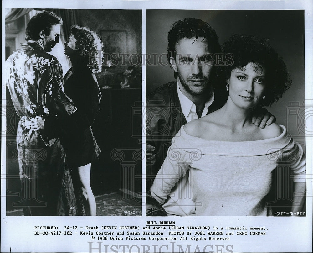 1988 Press Photo Susan Sarandon, Kevin Costner &quot;Bull Durham&quot;- Historic Images