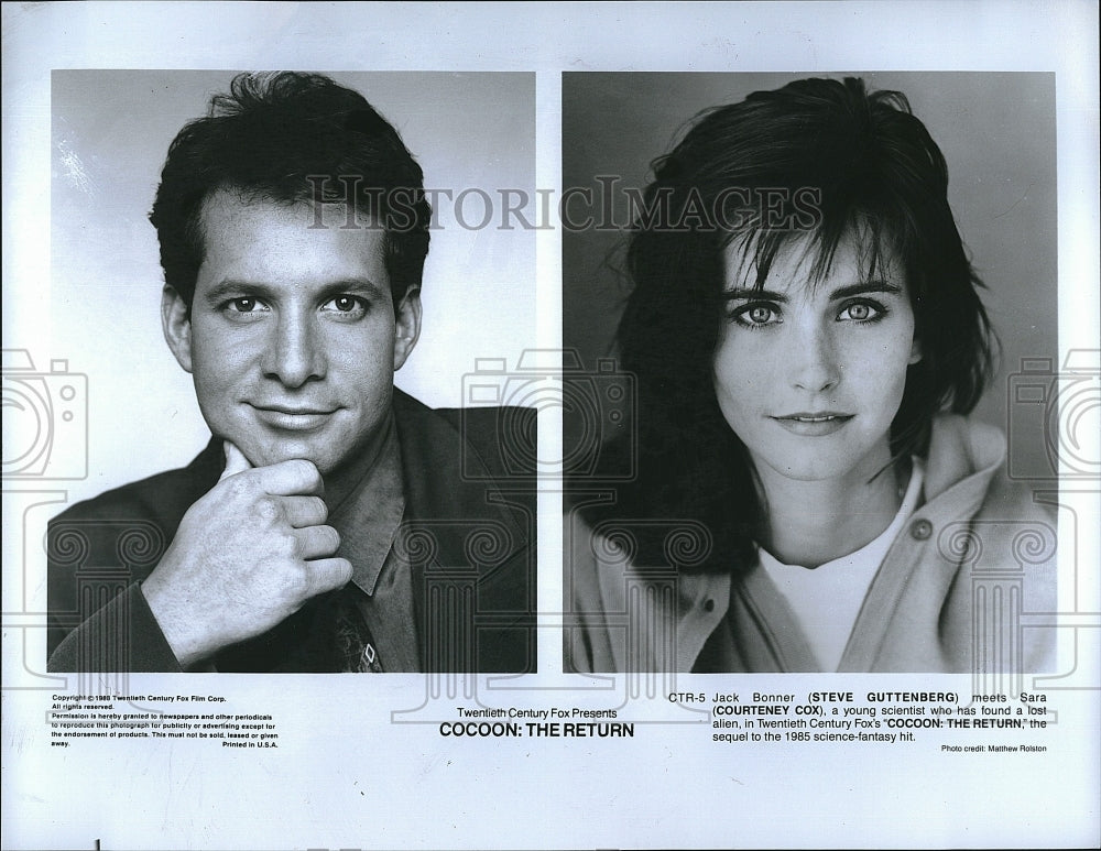 1988 Press Photo Steve Guttenberg, Courteney Cox &quot;Cocoon: The Return&quot;- Historic Images