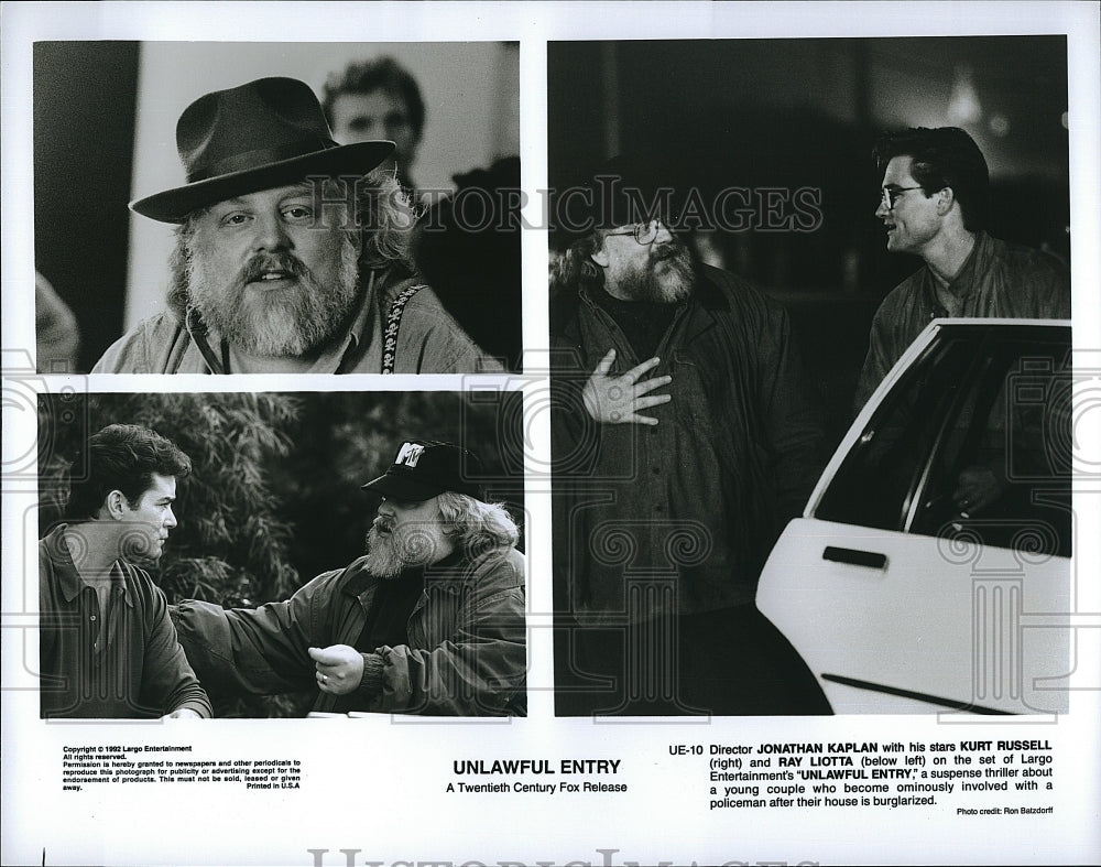 1992 Press Photo Director Jonathan Kaplan, Kurt Russell &quot;Unlawful Entry&quot;- Historic Images