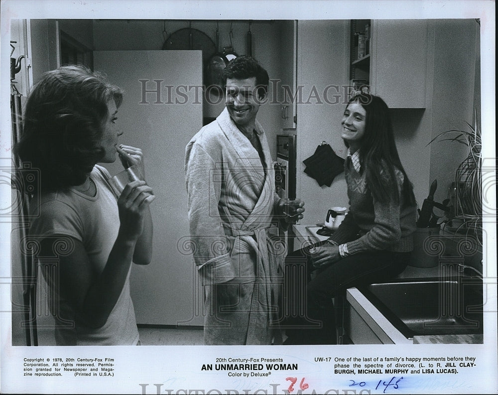 1978 Press Photo Jill Clayburgh, Michael Murphy, L. Lucas "An Unmarried Woman"- Historic Images