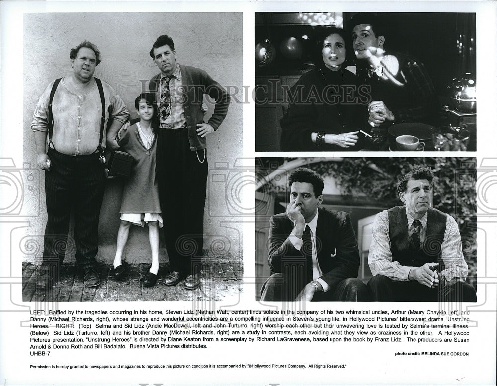 1995 Press Photo Nathan Watt, Michael Richards,  M. Chaykin &quot;Unstrung Heroes&quot;- Historic Images