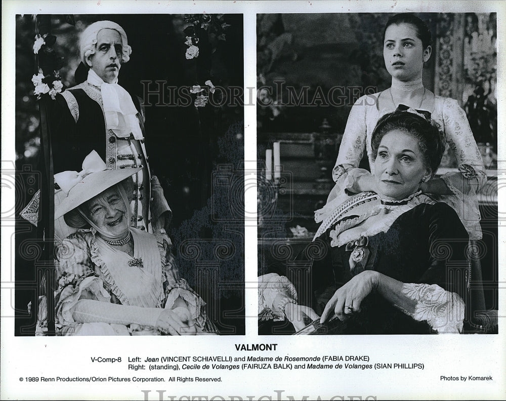 1989 Press Photo Vincent Schiavelli, Fabia Drake, Fairuza Balk &quot;Valmont&quot;- Historic Images