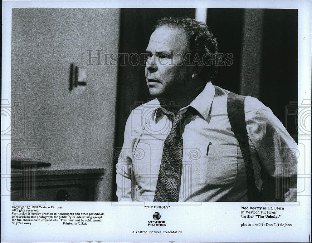 1988 Press Photo Ned Beatty as Lt. Stern in &quot;The Unholy&quot;- Historic Images