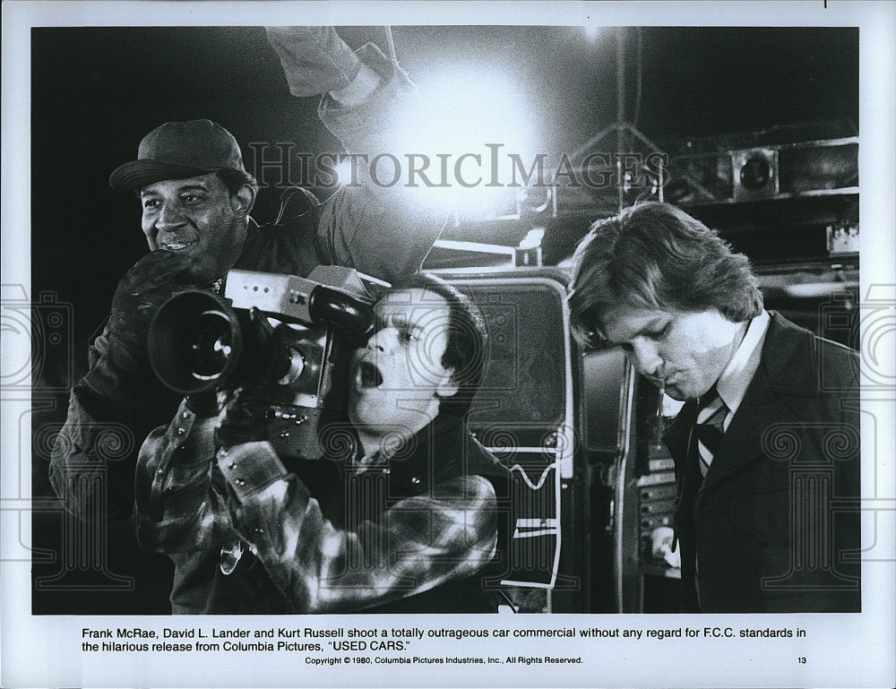 1980 Press Photo Frank McRae, D. Lander, Kurt Russell &quot;Used Cars&quot;- Historic Images