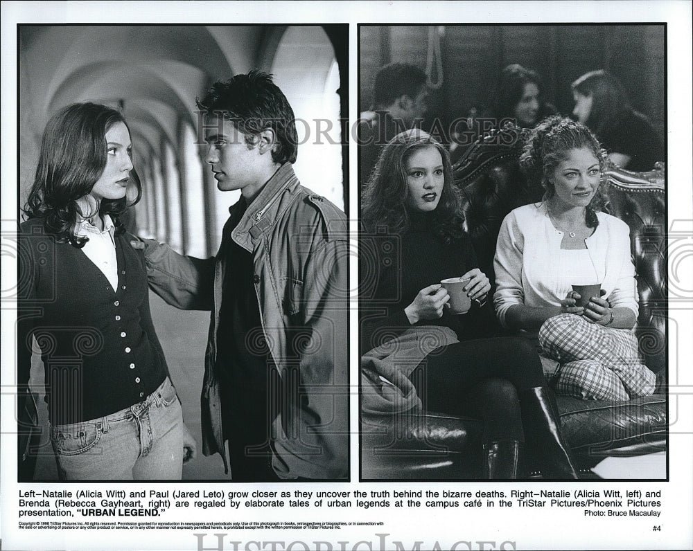 1998 Press Photo Alicia Witt, Jared Leto &amp; Rebecca Gayheart in &quot;Urban Legend&quot;- Historic Images