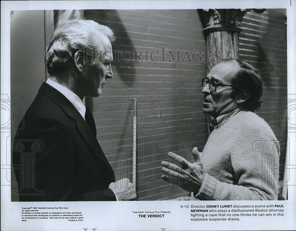 1982 Press Photo Director Sidney Lumet Actor Paul Newman Verdict Drama Movie- Historic Images