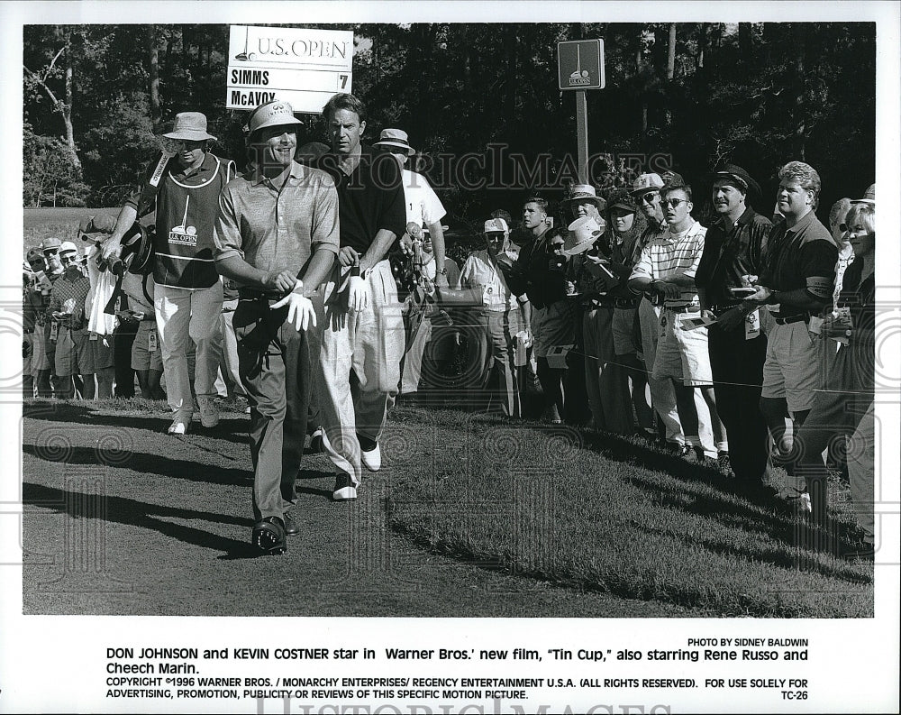 1996 Press Photo Don Johnson and Kevin Costner in "Tin Cup"- Historic Images