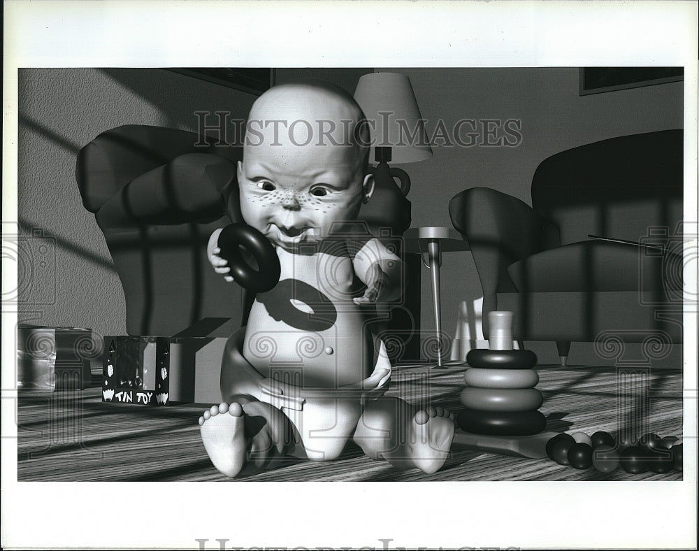 Press Photo &quot;Tin Toy&quot;, short animated film from Pixar,directed by John Lesseter.- Historic Images