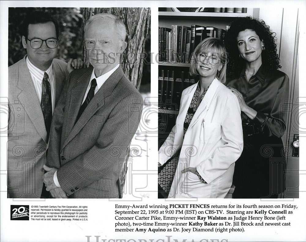 1995 Press Photo Kelly Connell Ray Walston Kathy Baker Amy Aquino - Historic Images