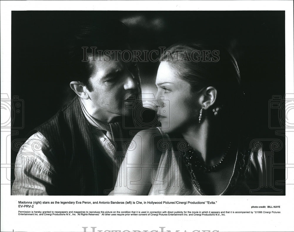 1996 Press Photo Actress Maddona &amp; Antonio Banderas in &quot;Evita&quot;- Historic Images