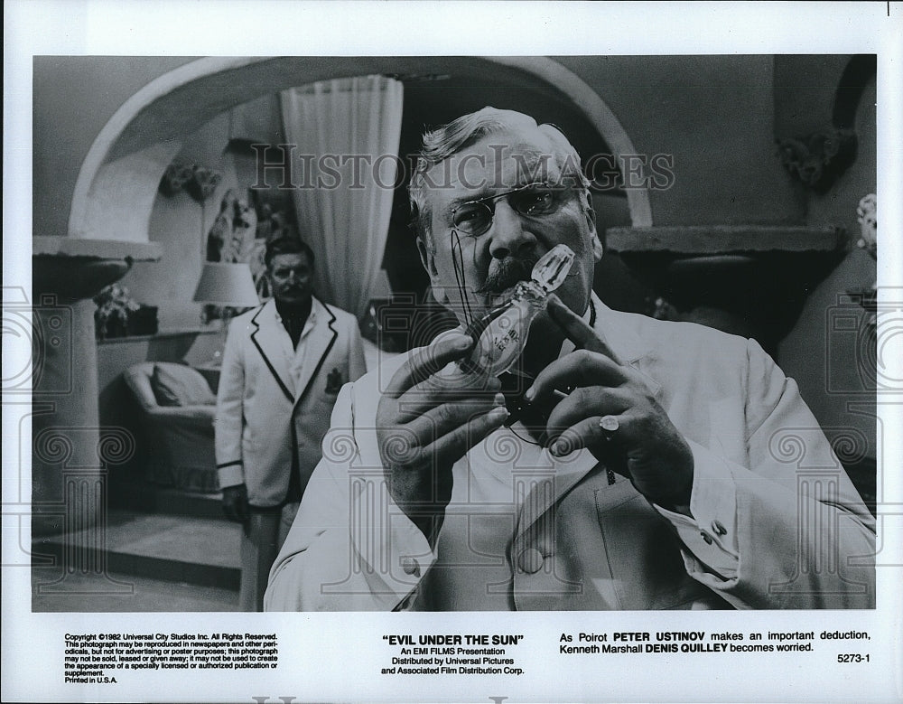 1982 Press Photo Peter Ustinov, Denis Quilley &quot;Evil Under the Sun&quot;- Historic Images