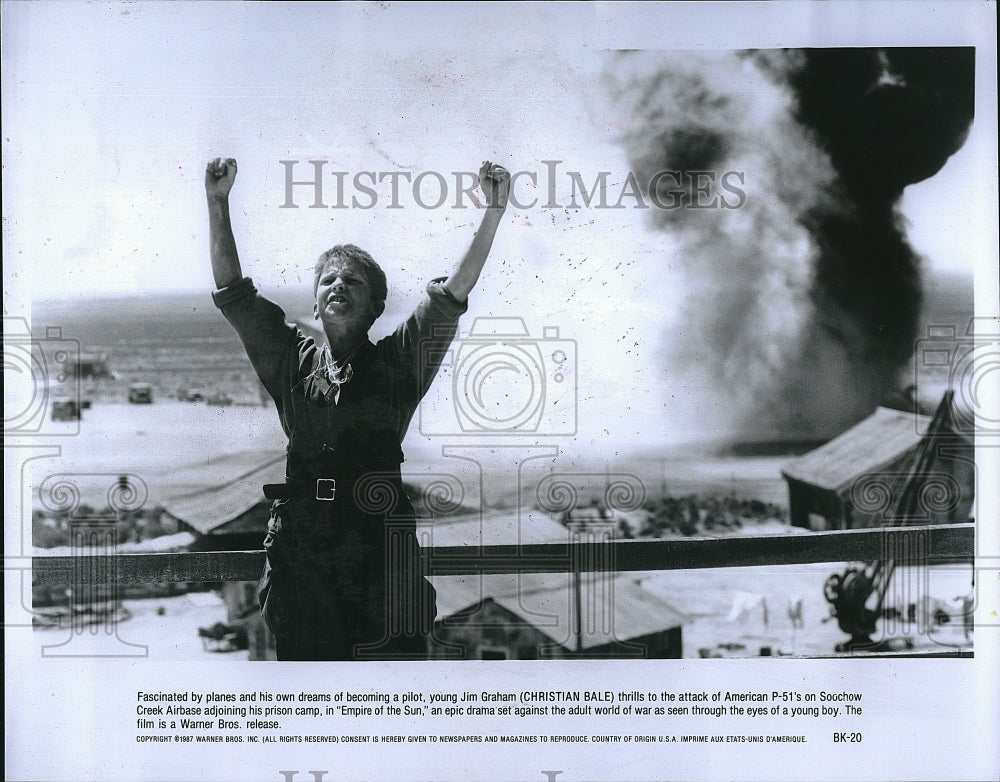 1987 Press Photo Christian Bale as Jim Graham in &quot;Empire of the Sun&quot;.- Historic Images