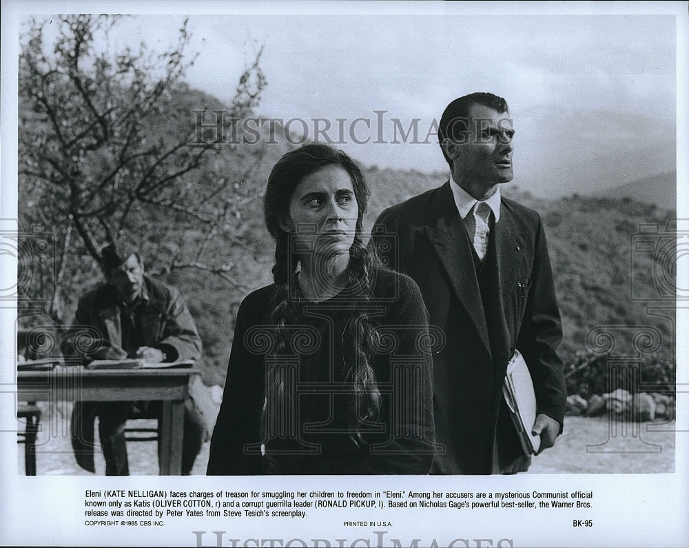 1985 Press Photo Kate Nelligan, Oliver Cotton &amp; Ronald Pickup star in &quot;Eleni&quot;- Historic Images