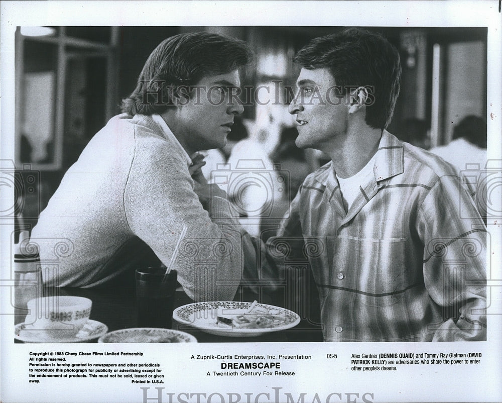 1983 Press Photo Actor Dennis Quaid & David Patrick Kelly in "Dreamscape"- Historic Images