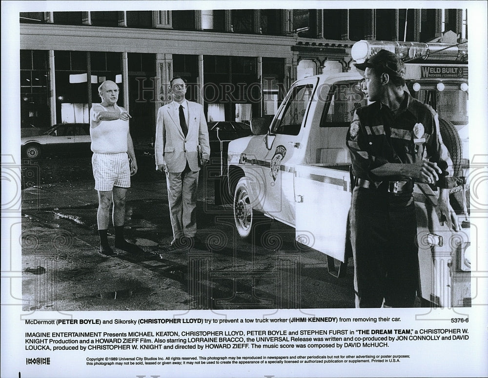 1989 Press Photo Actor Peter Boyle & Michael Keaton in "The Dream Team"- Historic Images