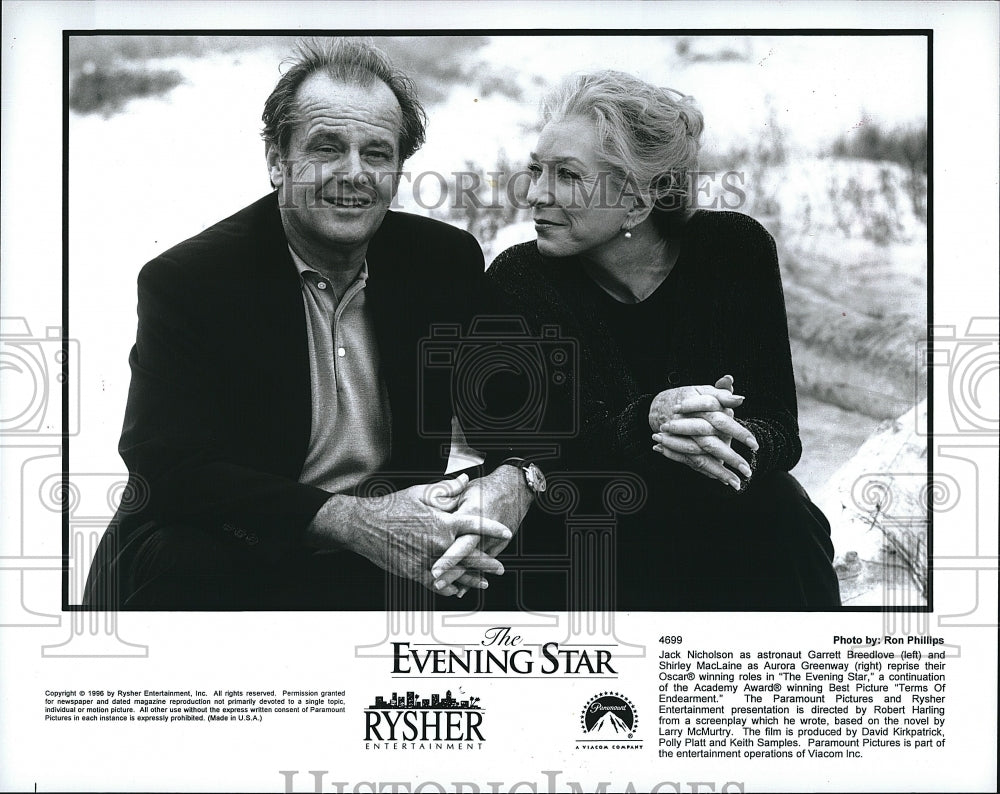 1996 Press Photo Jack Nicholson and Shirley MacLaine in &quot;The Evening Star&quot;.- Historic Images