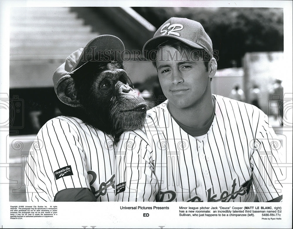 1995 Press Photo Movie Ed Matt Le Blanc Actor Ed Sullivan Chimp- Historic Images