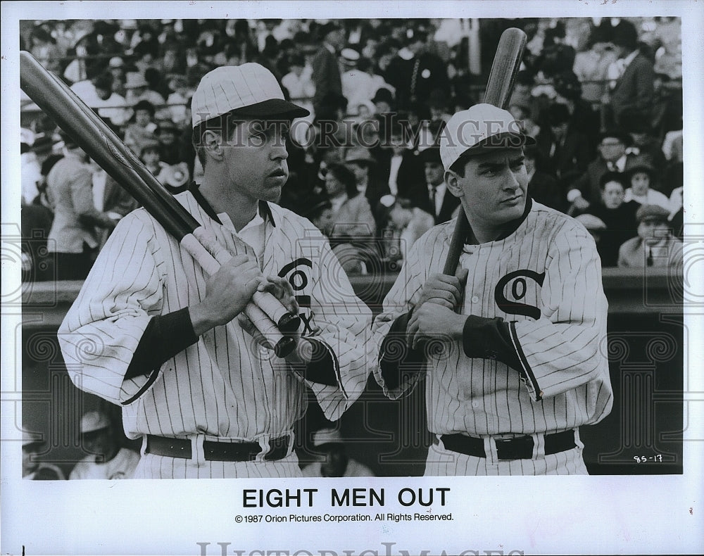 1987 Press Photo Eight Men Out Actors Charlie SHeen D. B. Sweeney- Historic Images