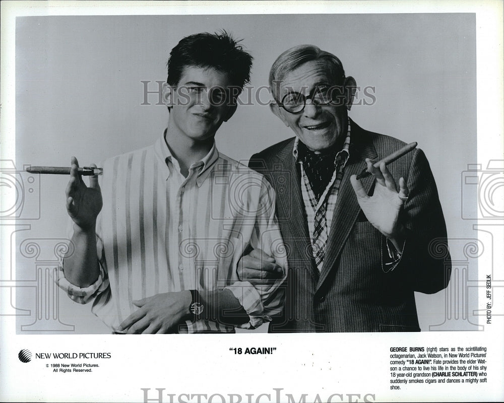 1988 Press Photo Movie 18 Again George Burns Charlie Schlatter- Historic Images