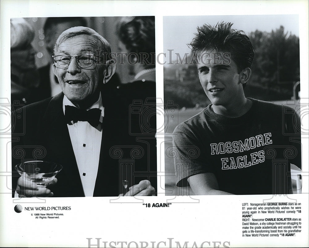 1988 Press Photo Movie 18 Again George Burns Charlie Schlatter Actors- Historic Images