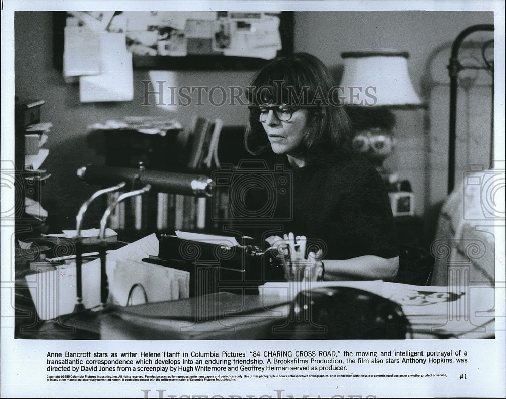 1987 Press Photo Anne Bancroft actress 84 Charing Cross Road- Historic Images